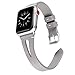 Secbolt Leather Bands Compatible with Apple Watch Band 38mm 40mm 41mm iwatch SE Series 9 8 7 6 5 4 3 2 1, Slim Strap with Breathable Hole Replacement Wristband Women, Grey