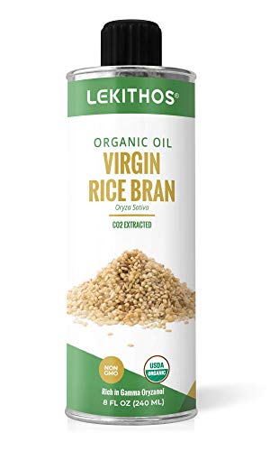 Lekithos Certified USDA Organic Virgin Rice Bran Oil: 8 fl. oz, Great for Salads, Cooking - Thumbnail 2