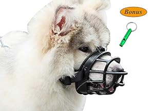 Image of JeonbiuPet Pet Dog Muzzles, Dog Mouth Cover Soft Adjustable Breathable Silicone Dog Basket Muzzle for Training Biting Barking Chewing Panting (Size 5)