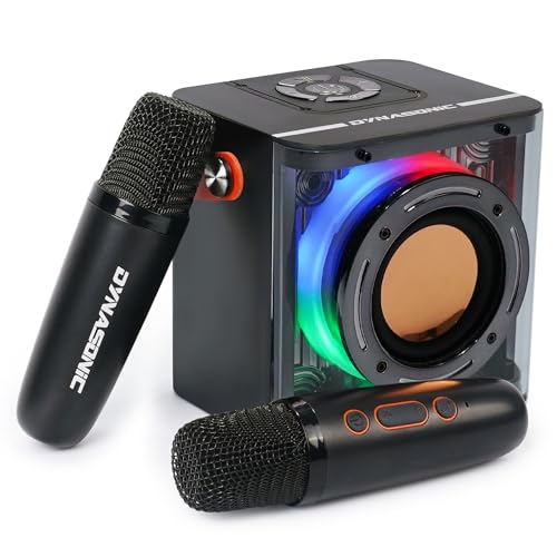 DYNASONIC B52 Karaoke with Two Microphones Bluetooth Speaker Karaoke for Kids Electronic Toy Kids Gifts for 3-15 Years Old Kids (Black)