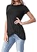 levaca Womens Summer Casual Loose Tops O Neck Twist Front T Shirts Black L