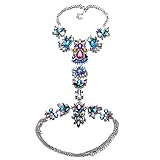 Holylove Colorful Crystal Gold Chain Unique Statement Body Jewelry Necklace- with Color Box (HLYT-colorful)
