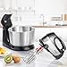 Hand Mixer 2 in 1 Electric mixer 6 Option ( Precise 5 speed control +turbo) 3.7 Quarts Bowl include Beaters and Dough Hooks, Easy Install or Disassemble, Stainless Steel,black,Aicok
