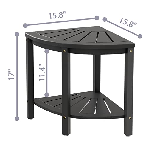 Bamboo Corner Shower Bench Waterproof Stool with SpaceEfficient