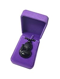 Gargantilla de amuleto con piedra de zorro de la suerte, color negro