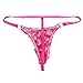 YiZYiF Men's Jacquard Lace See-Through Sissy Pouch Underwear Rose Large