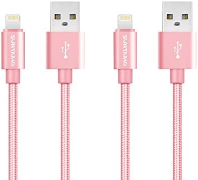 Suntaiho Lightning to USB Cable -6.6 Feet(2 Pack) Durable and Fast Charging cord for iPhone 7/7 Plus/iPhone 6S/6S Plus/iPhone SE/iPad,and More (Rose)