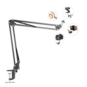 Overhead Tripod Mount for Camera Webcam Ring Light, Flexible Over Head Arm for iPhone with Phone Holder and Ball Head…
