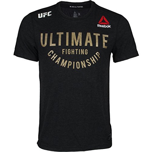 Reebok UFC Fight Night Conor McGregor Champ Walkout Jersey - Black Heathered-Champion Gold - Medium