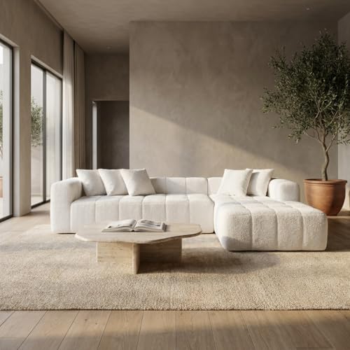 Luxurious 108" Modular Cloud Sectional Sofa, Premium Chenille L-Shaped Couch with Deep Seating, Ultra-Soft Floor Sofa for Modern Living Room (Right Facing Chaise), Creamy White at Amazon