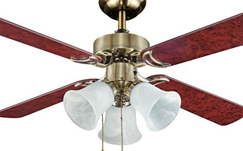 FJ WORLD L42017 Antique Brass stunning ceiling fan with 4 blades 42" blades, 3 lights and free remote