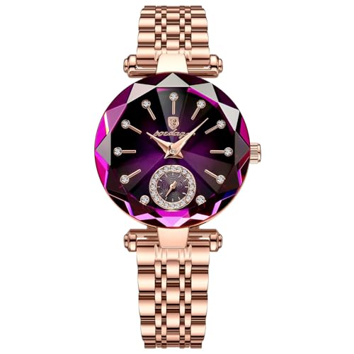 Uniiking® Watches for Women Diamond Dial Elegant Watch for Women Leather Quartz Fashion Ladies Wristwatch, Jewelry Gift for Wedding Anniversary Birthday, Purple