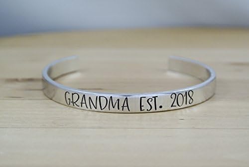 Grandma Est. 2018 Bracelet | Pregnancy Reveal Gift | Pregnancy Announcement to Grandparents | Grandma Established Bracelet | Hand Stamped Jewelry