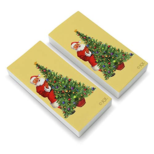 Christmas Holiday Santa Decorating Tree Eraser Set of 2