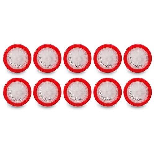AMTAST Syringe Filters PTFE 25MM Diameter 0.22um Pore Size Non Sterile(Pack of 10)
