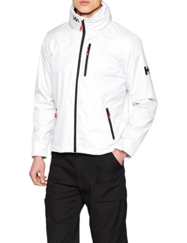 Helly Hansen Men's Crew Hooded Midlayer Fleece Lined Waterproof Raincoat Jacket, 001 White, X-Large