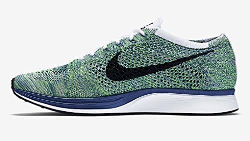 Nike Mens Flyknit Racer Shoes, Sneakers White/Black-Volt (526628-101) (5, White/BLACK-VOLT)