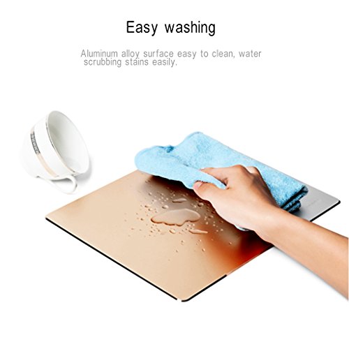 Mouse Pad, Qcute 9.18" 6.11" Gaming Aluminum Mouse Pad W Non-Slip Rubber Base & Micro Sand Blasting Aluminium Surface for Fast and Accurate Control(Gold) - Thumbnail 3