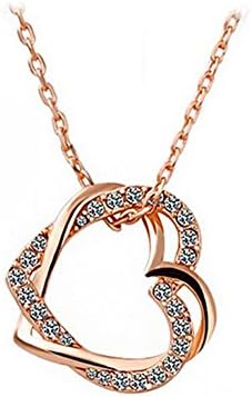 KaiSasi Womens Austrian Crystal Double Heart Necklace Heart Wound