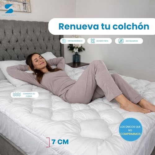 STEFANO ZANNI Cubre Colchón Tipo Colchoneta Microfibra Extra Confort - Extra Relleno 7 cm de Microgel y Down Alternative, Máxima Comodidad y Soporte, Hipoalergénico. King Size (200cm x 190cm)