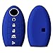 2Pcs Keyless4U Nissan 5 Buttons Silicone Key Fob Remote Cover Case Keyless Jacket Holder Protector for Nissan Altima Maxima Armada Murano Rogue Sedan Pathfinder (Black Blue)