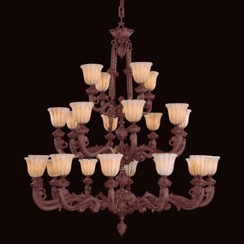 Crystorama Lighting Group 888-60 Natural Alabaster 24 Light 60" Wide 3 Tier Cast, Bronze