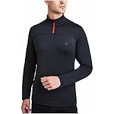 Spyder Men's Active Shirt - Quarter Zip Long Sleeve Performance Pullover, Size Large, Black/Red