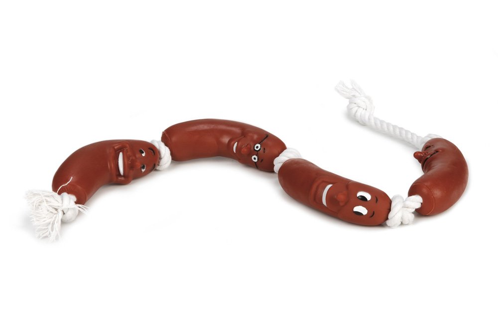 Beeztees - 4 vinyl sausages on a rope - 65 cm - dog toy - 1 piece