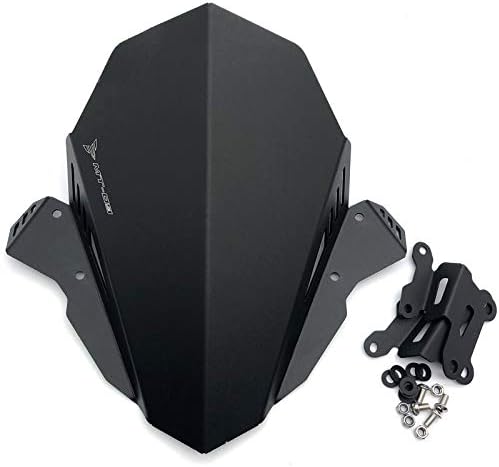 5 Color Motorcycle Aluminum Kit Deflector Windshield Windscreen For YAMAHA MT09 FZ09 FZ-09 MT-09 2017 2018 2019 (Color : Black)