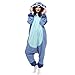 URRCFIO Adult Blue Alien Animal Onesie Costume, Soft Plush Hooded Pajamas for Halloween Cosplay, Party, Lounge and Sleepwear Blue Medium