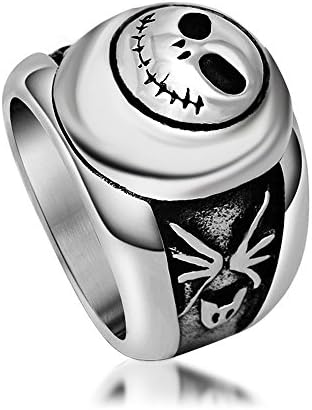 Skull Smiling Face Stainless Steel Ring Gothic &amp; Vintage Biker Look Style Size 6 to 10 (8)