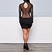 Boomboom New Spring Long Sleeve O Neck Evening Party Mesh Dress for Women (L, Black)