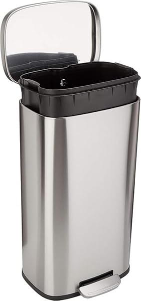 AMAZON BASICS SMUDGE RESISTANT RECTANGULAR TRASH CAN WITH...