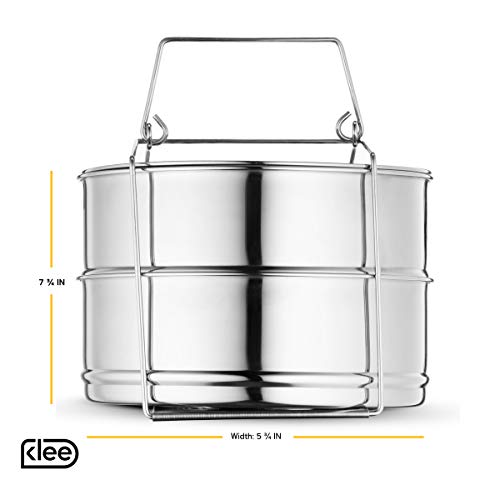 Klee Utensils 3-Piece Stackable Stainless Steel Pressure Cooker Insert Pans with Lid