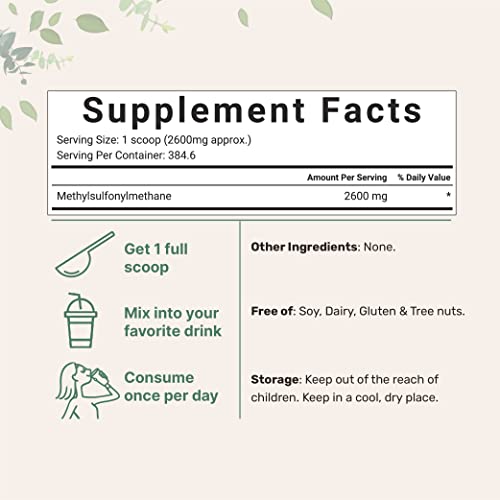 MSM Powder (Methylsulfonylmethane) with Vitamin C 1Kg, Third Party