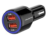 Car Charger, Haloking Dual USB Fast Car Adapter for iPhone X / 8 / 7 / 6S / Plus, Galaxy S8 / S7 / Edge / Plus, Note 5 / 4, LG, Nexus, HTC + 3ft Micro USB Cable Combo, Black