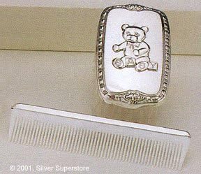 Empire Silver Sterling Boys Comb &amp; Brush Set With Bear