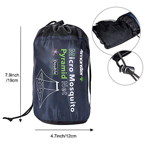 4Monster Mosquito Camping Insect Net with Carry Bag, Compact and Lightweight, Fits Sleeping Bags, Bed, Tent (Double)