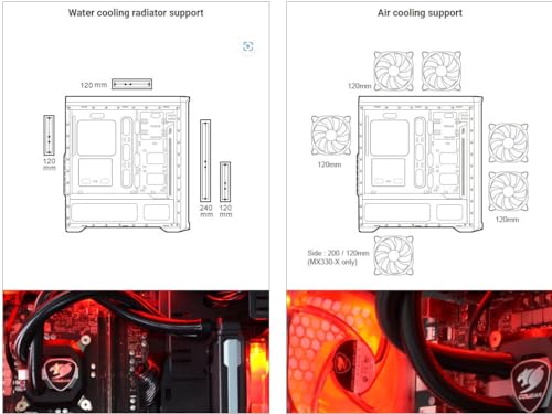 Cougar MX330-G MX330 Mid Tower Case with Full Tempered Glass Window and USB 3.0 , black