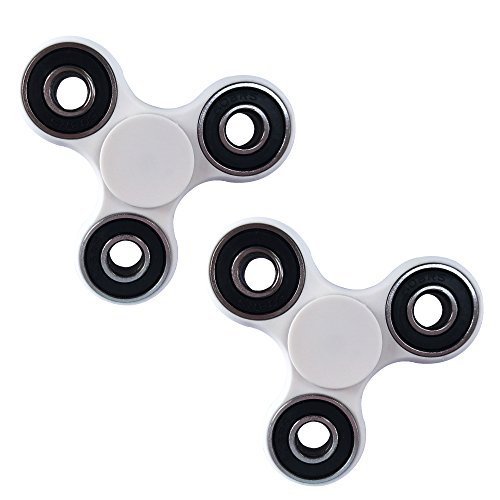 Buzio Premium Quality Fidget Spinner Toy -Perfect For ADD, ADHD, Autism and Anxiety Kids & Adults, 2-Pack, White