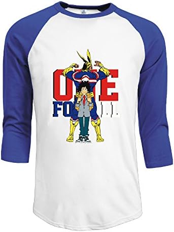 Men's Cotton O Neck 3/4 Sleeve My Hero Academia Athletic Baseball Raglan Sleeves T-Shirt RoyalBlue US Size L