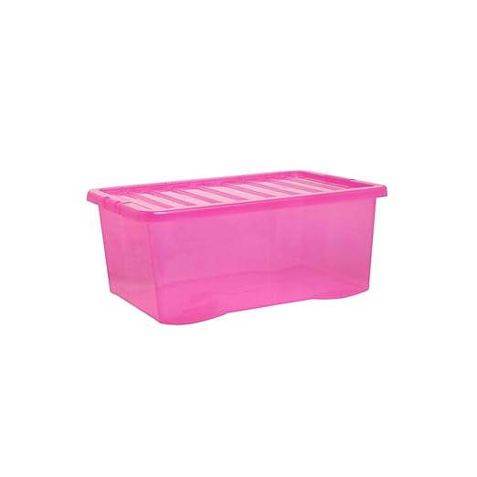 45 LITRE TINT PINK PLASTIC STORAGE BOX AND LID X 5 BOXES Amazon.co.uk