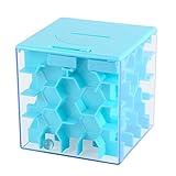 Sakiyr Money Maze Bank, Blue Honeycomb Maze Puzzle Box for Kids and Adults Funny Birthday XMAS-Gift