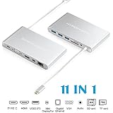 HyperDrive USB C Hub, Type C Adapter for MacBook Pro, Laptop USB-C Devices, Ultimate 11-in-1 Surface PC Docking Station w Power Delivery Charging, USBC 5Gbps Data, 4K HDMI, 3xUSB 3.1 Ports, VGA, etc