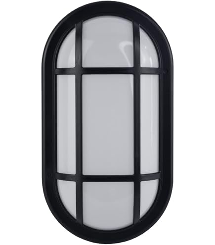 1-Pack Black LED Bulkhead Wall Light – Outdoor Dimmable 6W (Replaces 60W), 450 Lumens, 3000K Daylight, 80CRI, Waterproof, ETL Rated