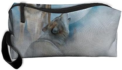 Cosmetic Bags Wolves Makeup Bag With Brush Pouch Portable Zipper Wallet Hangbag Pen For Girl And Woman Necessary