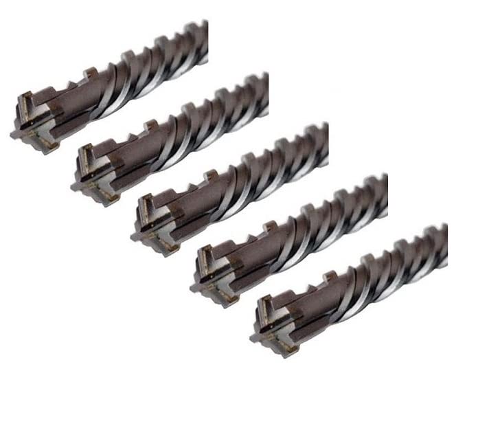 WERHE ® Professional 5 pcs. SDS Plus Concrete Drill 6 x 210 mm Hammer Stone Concrete Quadro X Quadruple Cutting Cross Cutter