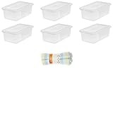 IRIS 6 Quart Clear Storage Box, 6 Pack + Free Dish