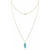 CJFENGD Boho Layered Turquoise Necklace for Women With 3 Beads Birthstone Jewelry Gifts for Women