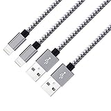 Czznn Lightning Cable,2 Pack 10ft Extra Long Nylon Braided High Speed Charging Cable Cord for iPhone charger 7/7Plus (Grey)